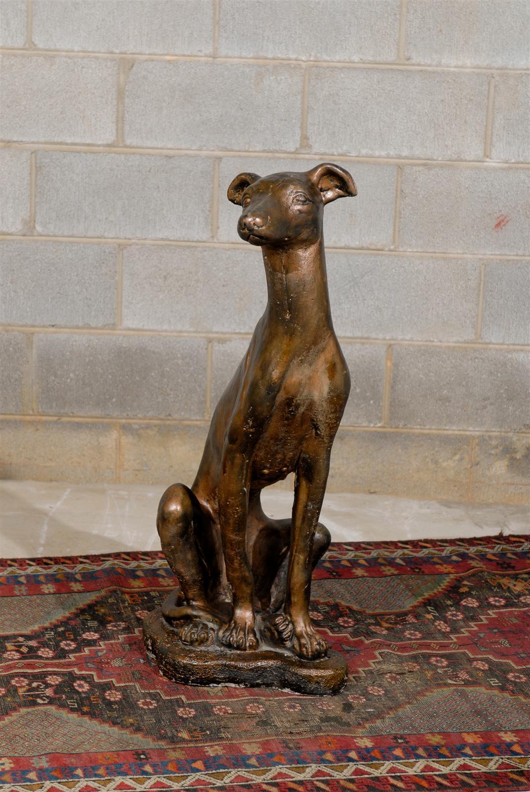 20th century Italian greyhound or whippet statue in a bronze finish with wonderful patina.