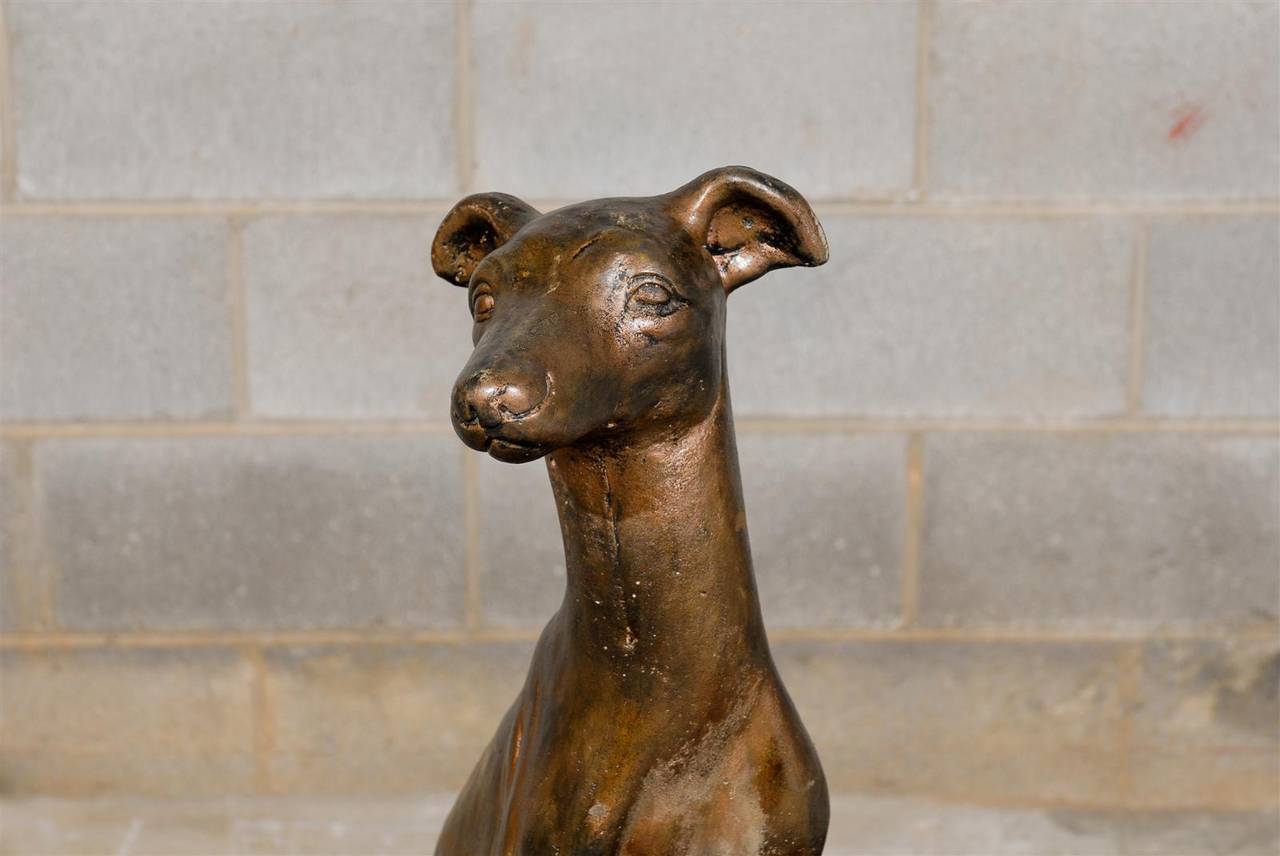 20th Century Whippet Dog Statue in a Bronze Finish