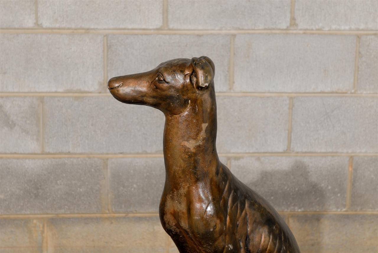 Whippet Dog Statue in a Bronze Finish In Good Condition In Atlanta, GA