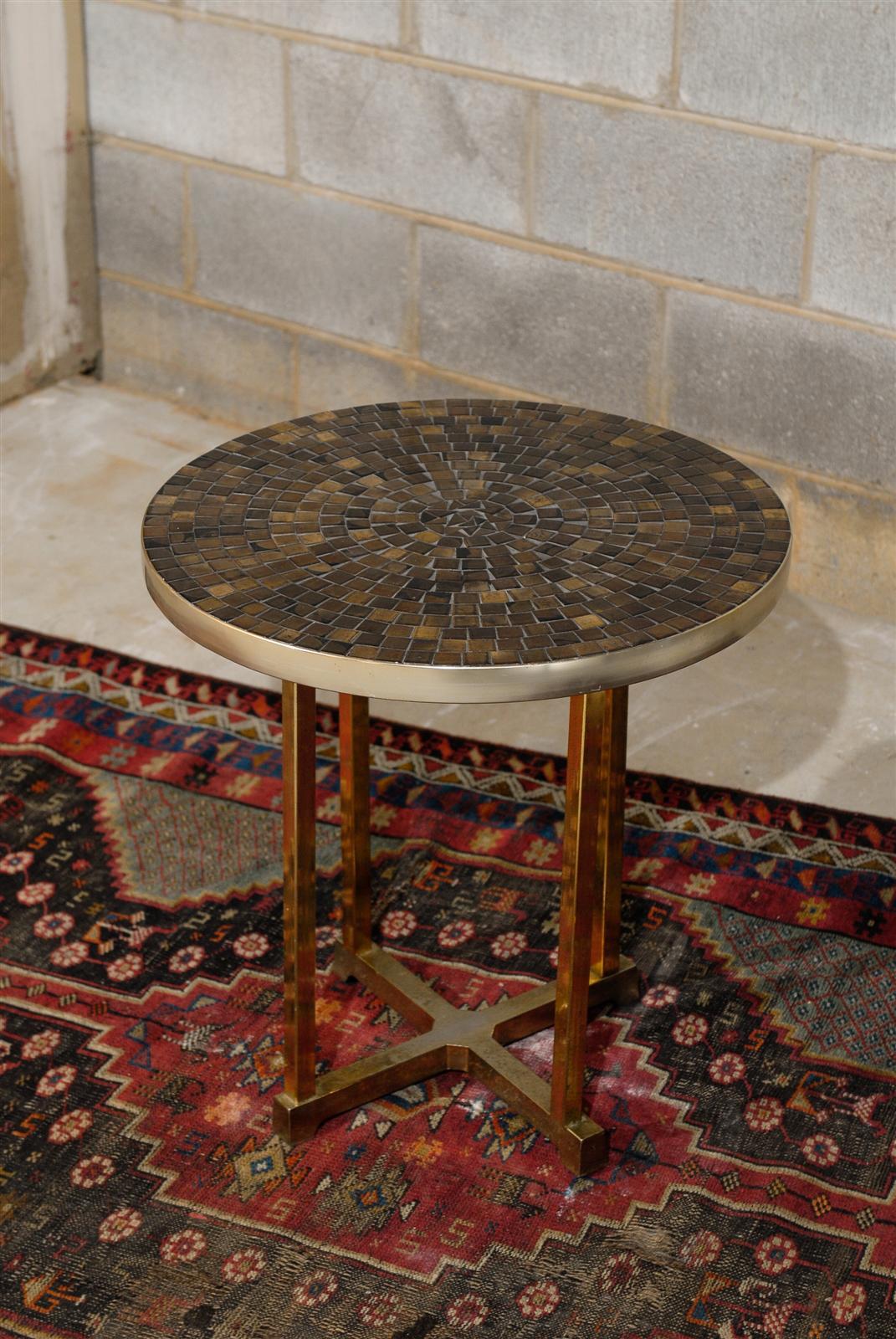 Mosaic Brass Side Table at 1stDibs