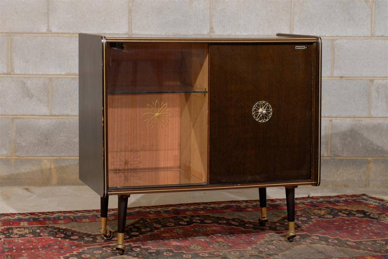 Mid Century Rolling Dry Bar Cabinet