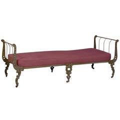 Antique Victorian Cast Iron Roll Away Day Bed