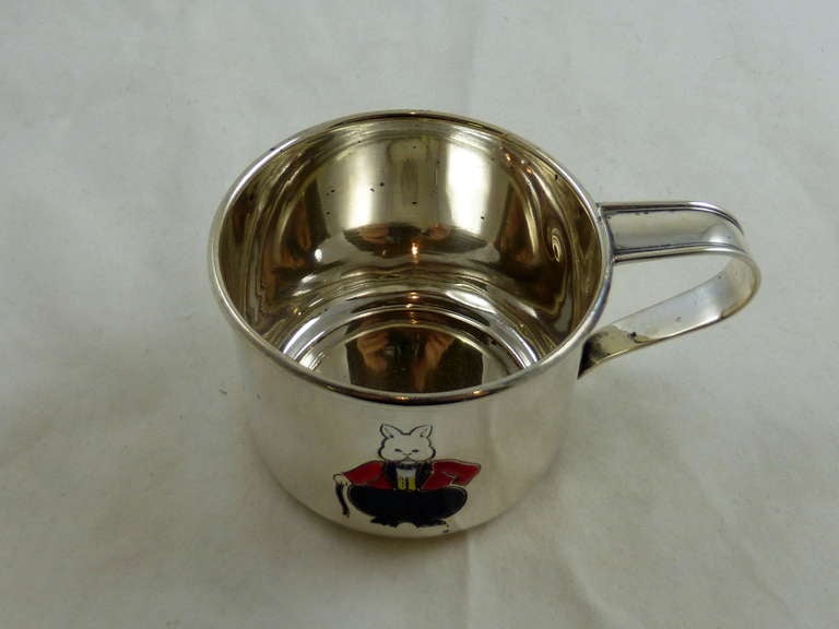 Sterling Silver and Guilloche Enamel Peter Rabbit Baby Cup