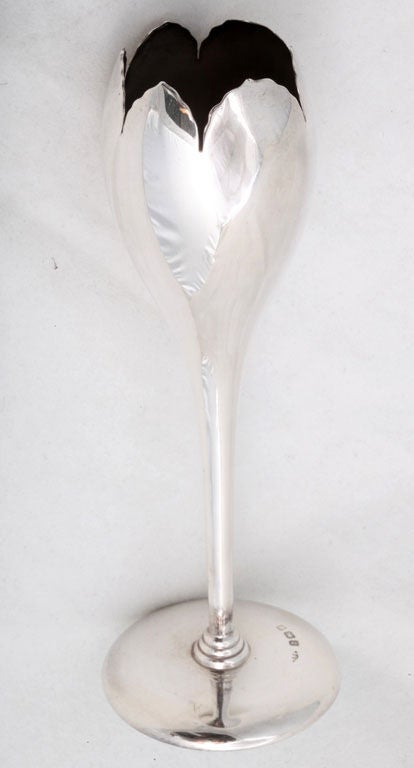 English Sterling Silver Flower-Form Vase