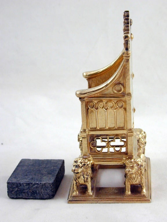 English Elizabeth II Large Sterling Silver-Gilt Coronation Throne