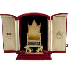 Vintage Elizabeth II Large Sterling Silver-Gilt Coronation Throne