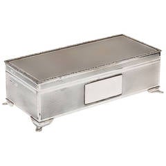 Art Deco Sterling Silver Footed Table Box with Hinged Lid
