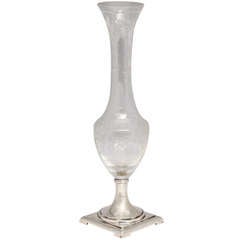 Sterling Silver-Mounted Hawkes Crystal Vase