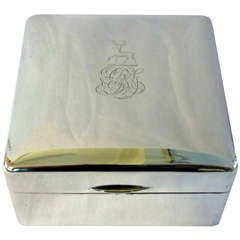 Edwardian Sterling Silver Table Box With Armorial
