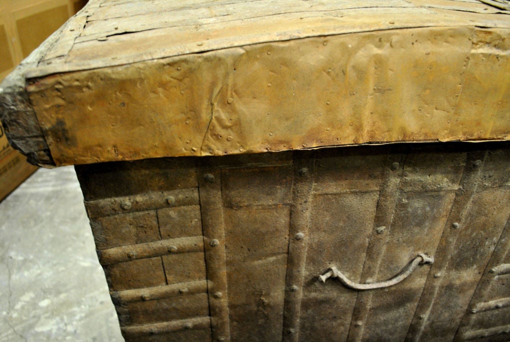 Monumental Antique Wooden Dowry Trunk, made in India For Sale at 1stDibs