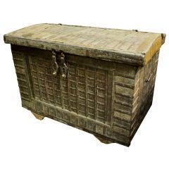 Monumental Antique Wooden Dowry Trunk, made in India