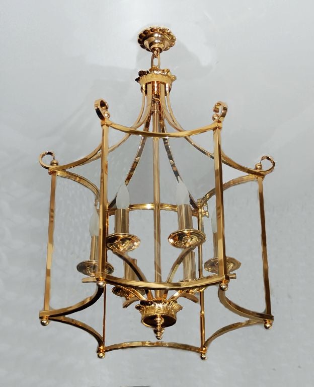 Goldplated Brass Hanging 6-Light Lantern