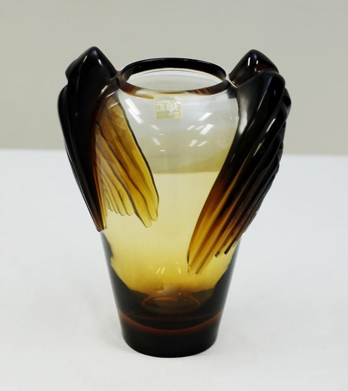 Glass Lalique Art Deco Marrakech Vase For Sale
