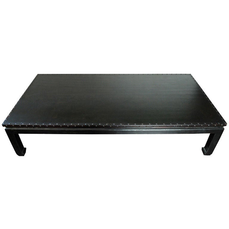 Japanese-Style Low Table or Altar Bench in Fish Leather Fabric For Sale