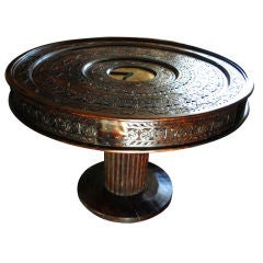Monumental Asian-Style Carved Pedestal Table