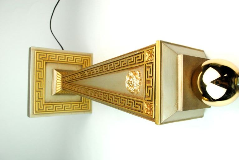 Pair of Versace Goldplated Table Lamps For Sale 2