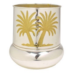 Italian Silverplated Bucket with Embossed Palm Trees