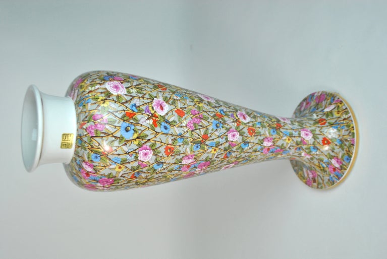 Italian Chintz-Decorated Lamp and Vases