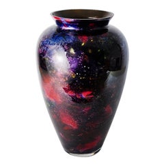 Reverse-Decorated French Verre Églomisé Vase