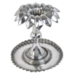 Antique Persian Palm Tree Silverplated Oil Lamp