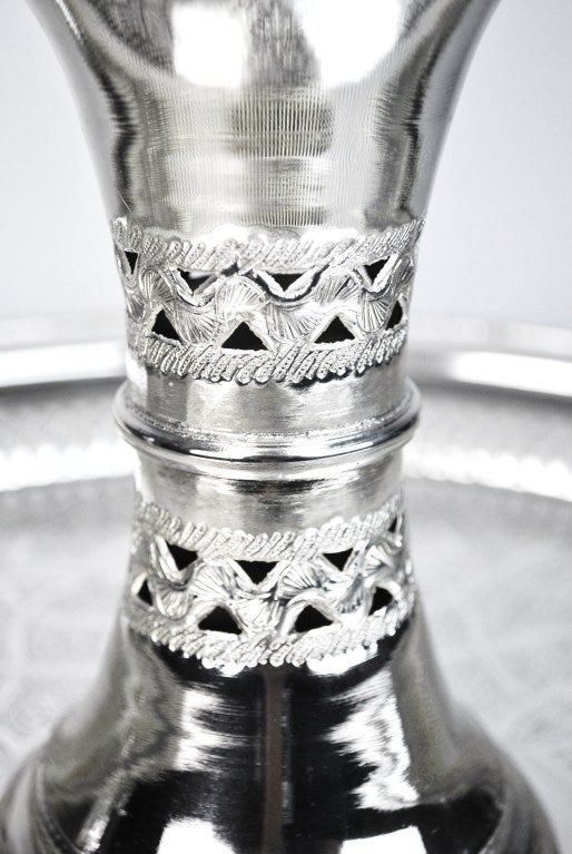 Silver Plate Silverplated Moorish Incense Burner/Brazier with Arabesque Tray For Sale