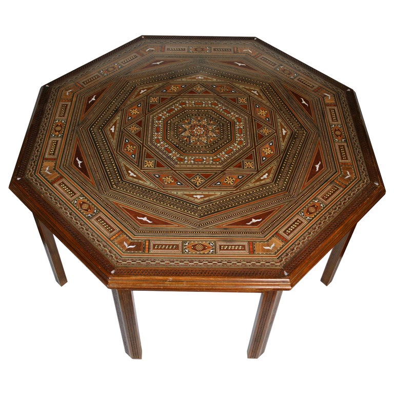Octagonal-Shaped Moorish Style Cocktail Table For Sale