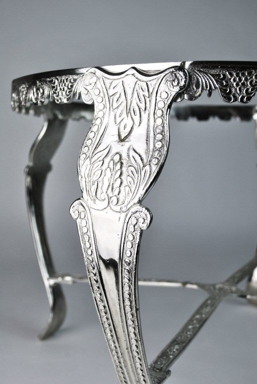Moroccan Silver Plated Brass Coffee/Tea Table For Sale 1