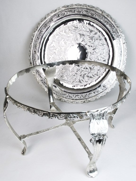 Moroccan Silver Plated Brass Coffee/Tea Table For Sale 3