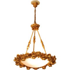 Vintage Carved Giltwood Italian Uplighter Chandelier