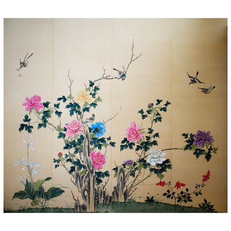 Framed Japanese Silk Print For Sale