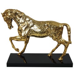 French Gilt Bronze Figural Stallion