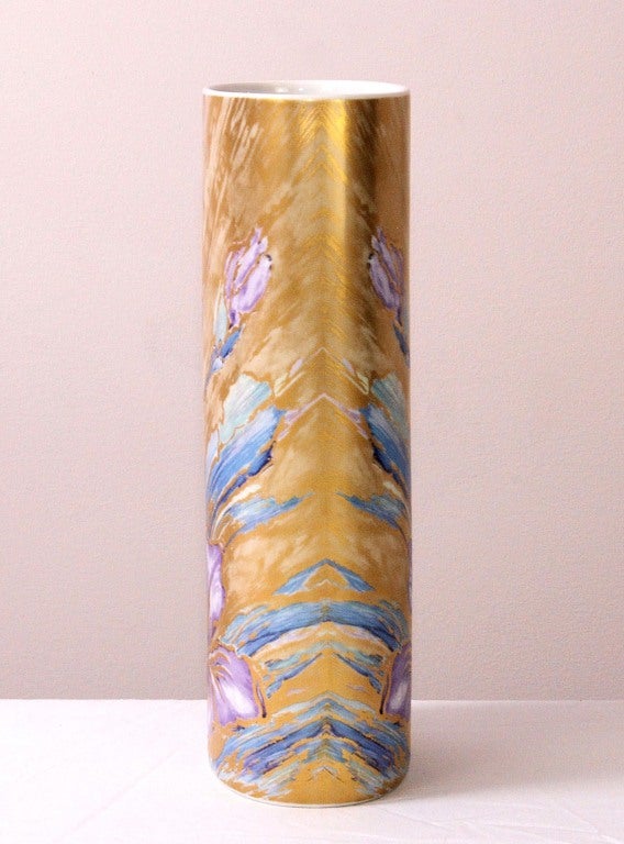 German Cylinder-Form Porcelain Vase by AK Kaiser For Sale