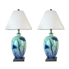 Pair of Italian Porcelain Lamps by Mangani