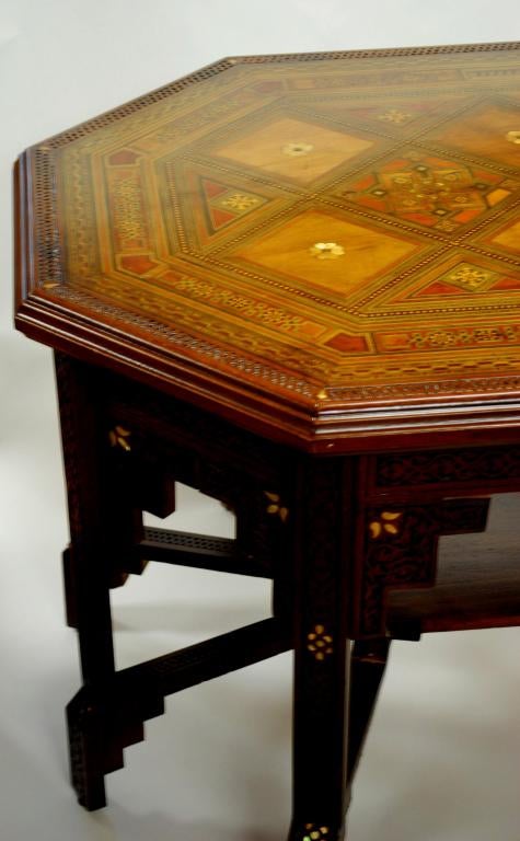 Inlay Arabesque Octagonal Shaped Syrian Table For Sale
