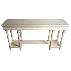 Versace-Style Entrance Table and Matching Wall Mirror
