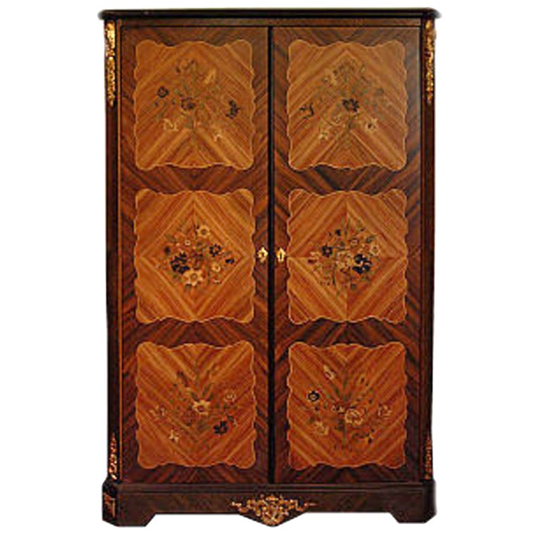 Marquetry Bar Cabinet For Sale