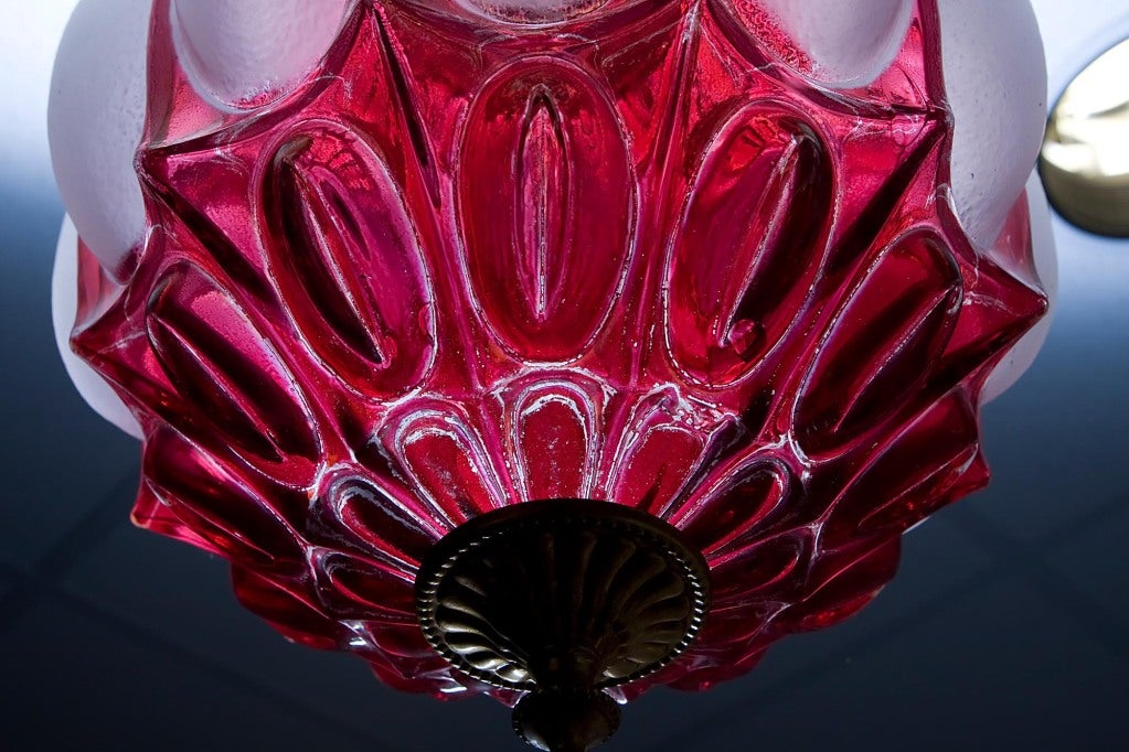 Glass Victorian Balloon-Form Hanging Lantern For Sale