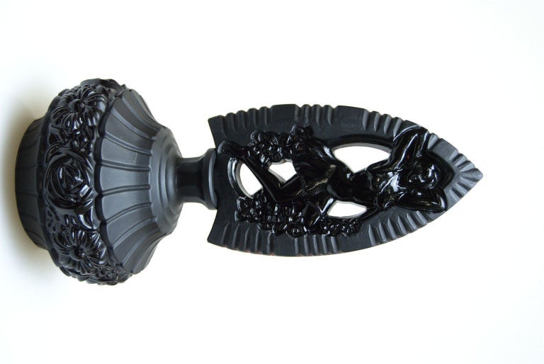 Art-Deco Ingrid Style Black Opaque Glass Scent Flacon