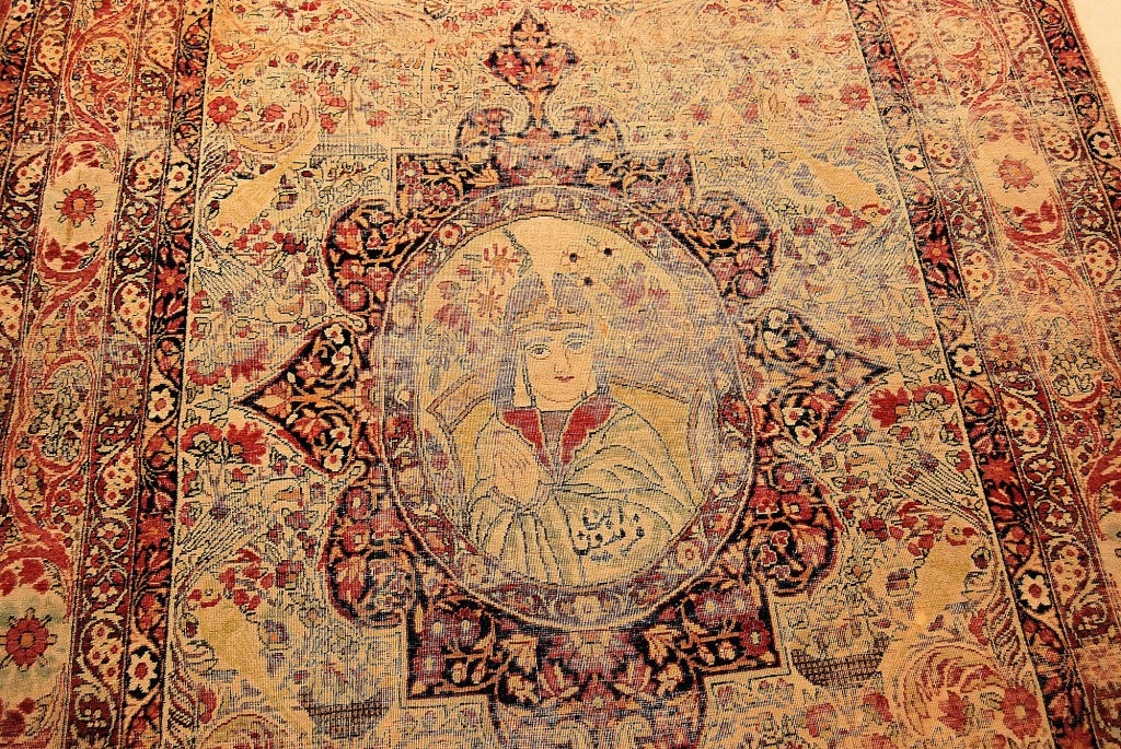 Antique Kerman Persian Rug Wall Hanging For Sale at 1stDibs