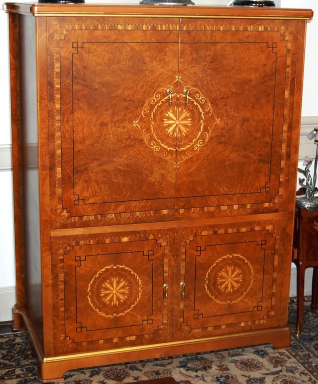 Marquetry-Decorated Bar Cabinet