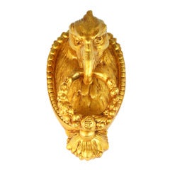 Vintage Eagle’s Head Gold-plated Brass Door Knocker