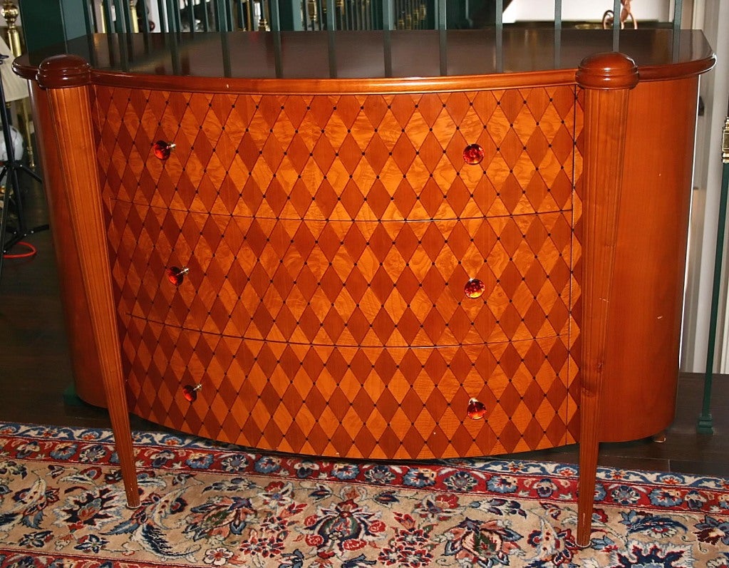 Parquetry Art Deco-Style 3-Drawer Chest