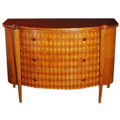 Parquetry Art Deco-Style 3-Drawer Chest