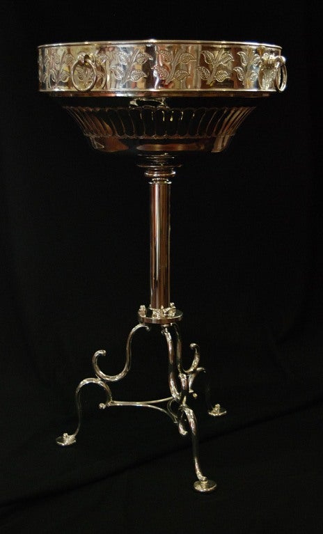 Royal Silverplated Moroccan Ewer and Wash Basin on Floor Stand