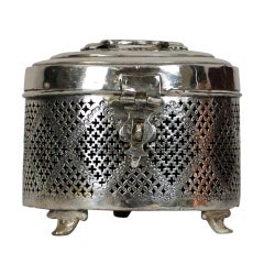 Antique Silverplated Brass Caddy Box with Latch and Applied Bras