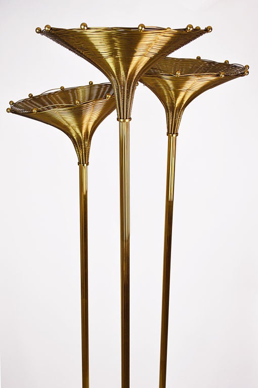 French 3-Light Bronze Torchiere by Bagues Freres