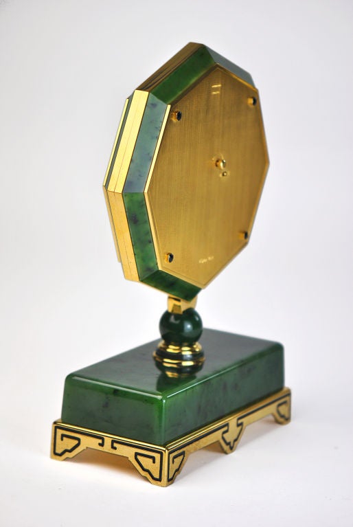 Gilt Cartier Desk Clock in the Art Deco Style For Sale