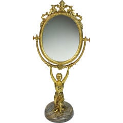 Vintage Dressing Table Mirror on an Art Deco-Style Base