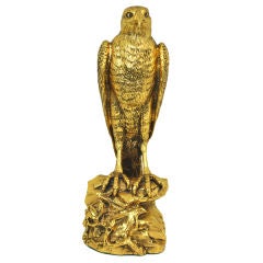 French Bronze Sculpture of Falcon Perched on Rocky Crag