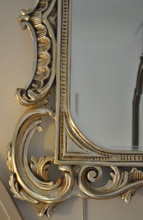 Silver Patina Carved Italian Wall Mirror